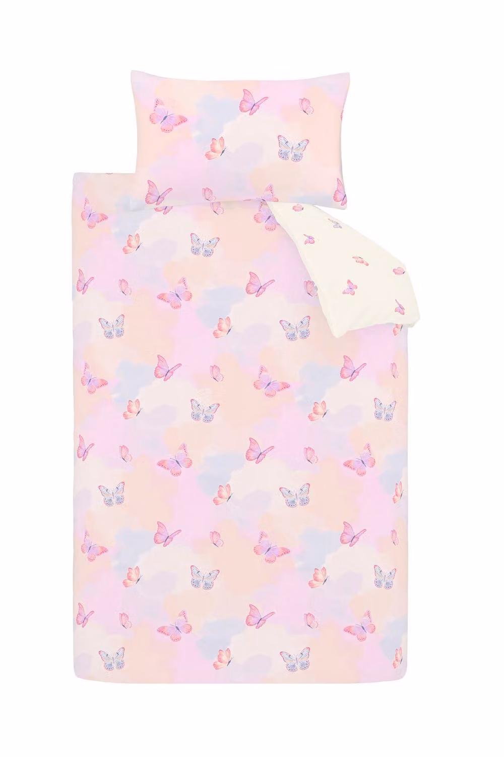 Catherine Lansfield Ombre Butterflies Reversible Double Duvet Cover and Pillowcase Set in Pink, W/D/H: 200 x 200 cm – 2