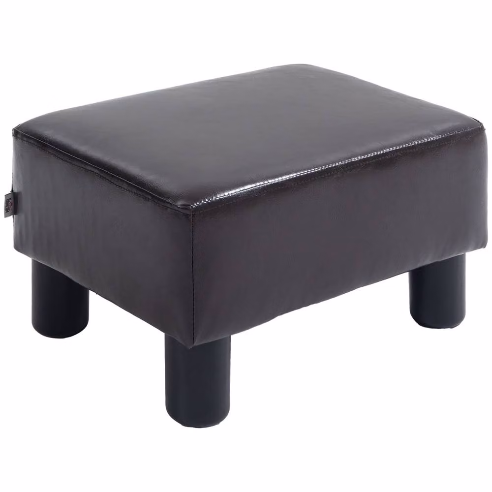 Wyld Haus Fatopa Brown Faux Leather Cube Footstool with Wood Frame and Plastic Feet – 2