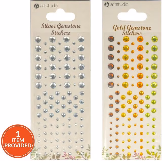 Art Studio Gold and Silver Gemstone Sticker Sheet