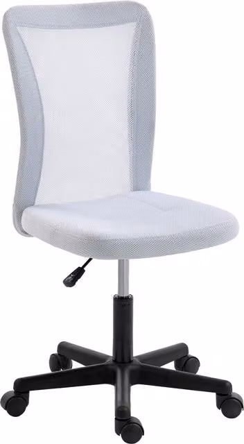Vinsetto White Mesh Armless Executive Office Chair with Adjustable Height and Swivel Function