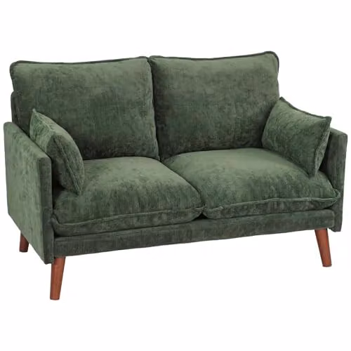 HOMCOM 2 Seater Modern Velvet Sofa in Green, W: 131 cm, H: 78 cm, D: 83 cm – 5