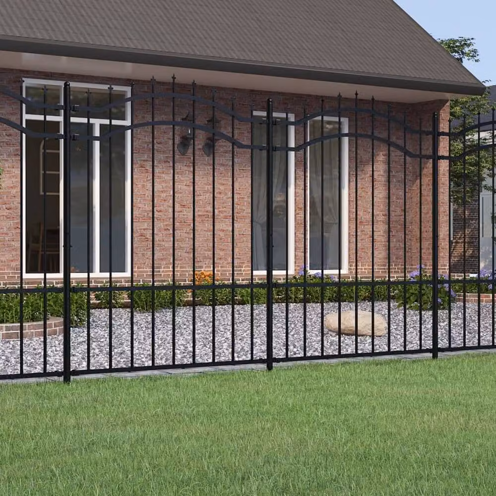 Berkfield Home Garden Fence with Spear Top in Black Powder-coated Steel, Height: 190 cm – 2