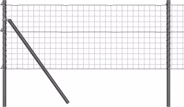 Berkfield Home Euro Fence with 13 Posts, Galvanised Steel, Dark Grey, 0.4 x 50 m – 1