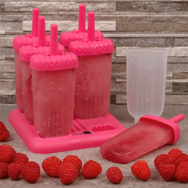 Homiu Pink Silicone Ice Pop Moulds, Dishwasher Safe