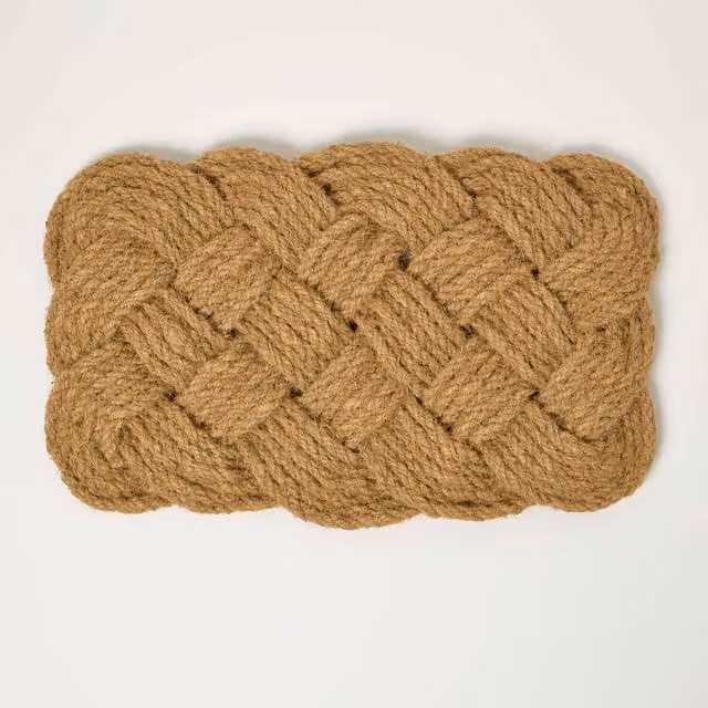 Homescapes Brown Rectangular Coir Doormat, W/D/H: 75.0 x 75.0 x 1.0 cm