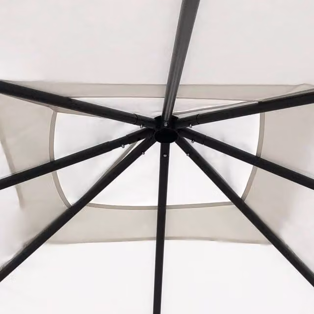 Berkfield Home Gazebo with Post Covers in Beige and White, W/D/H: 300 x 300 x 260 cm