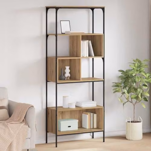 vidaXL 7-Tier Bookcase in Artisan Oak and Black, W/D/H: 76 x 33 x 188.5 cm – 2