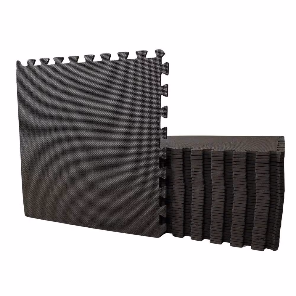 NESTLUNE 4-Piece EVA Foam Floor Mats for Gyms, Black, W/D/H: 60 x 60 cm per mat – 2