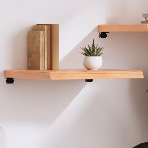 vidaXL Rustic Oak Wall Shelf, Brown, W: 60 cm, D: 50 cm, H: 2-6 cm – 2