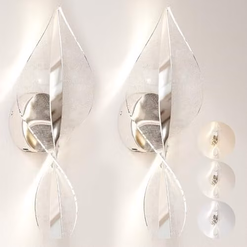 HOMCOM 2 Pack Modern LED Wall Lamps in Silver Tone with Adjustable Up and Down Light Effect