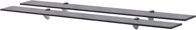 Berkfield Home Black Glass Floating Shelves, 2 Pack, W: 100 cm, D: 20 cm