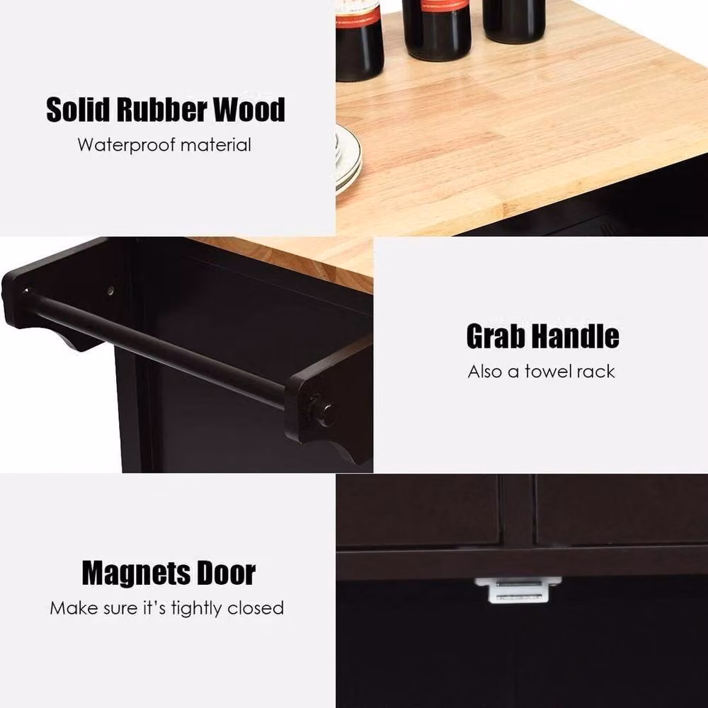 Kelvenix Kitchen Island Rolling Storage Trolley Cart in Black – 4