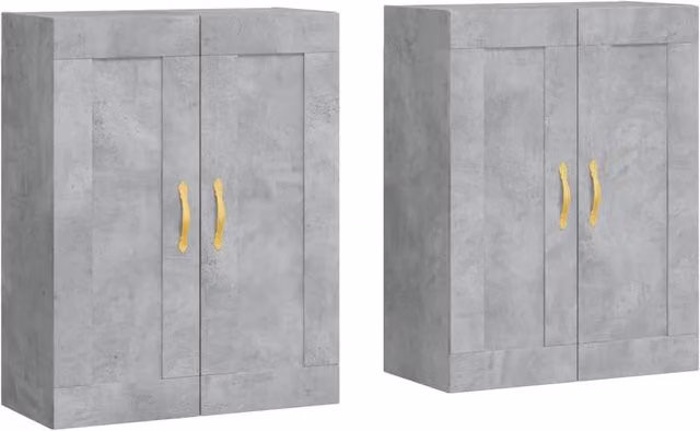 Berkfield Home Wall Mounted Cabinets in Concrete Grey, Set of 2