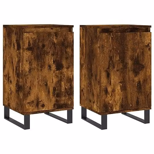 vidaXL Set of 2 Modern Sideboards in Smoked Oak Brown, W/D/H: 40 x 35 x 70 cm
