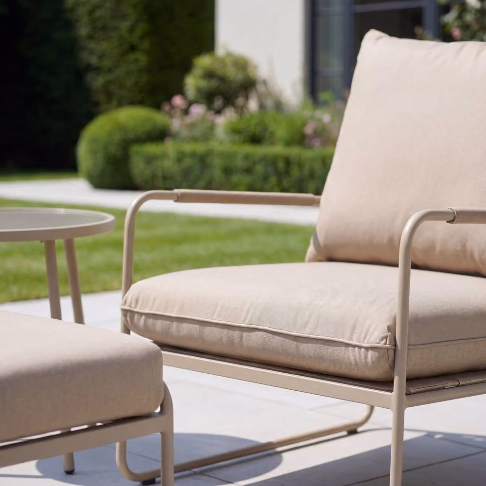 Artemis Home Sorella 2 Seat Patio Conversation Set in Beige with Upholstered Cushions and Powder Coated Steel Frame – 2