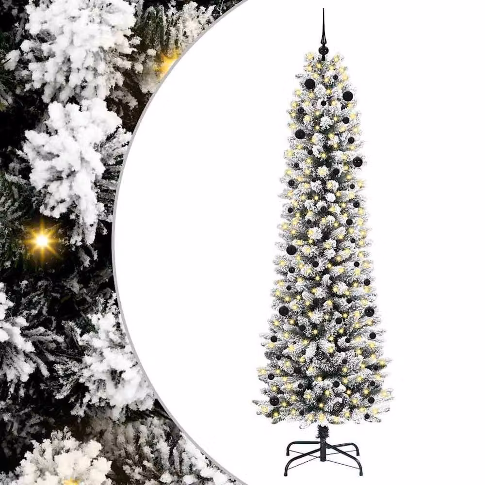 Berkfield Home Artificial Christmas Tree with 300 LEDs in Green, White and Black, Height: 240 cm – 2