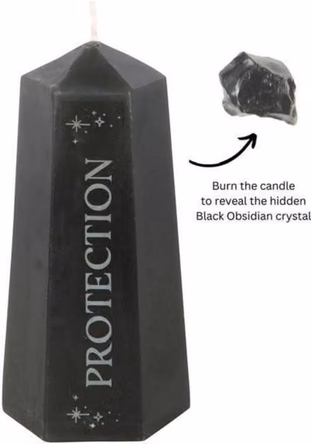 KDMD Black Protection Crystal Candle with Rough Black Obsidian – 2