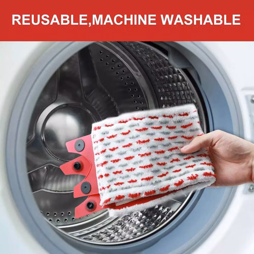 Kelvenix 6-Piece Microfiber Mop Replacement Head Refill Pads in Red – 3