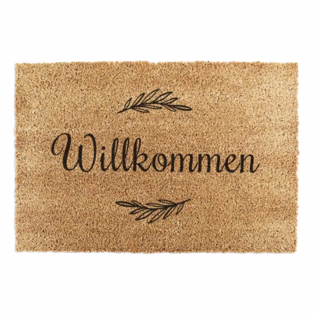 Artsy Mats Willkommen Doormat in Brown, Coir and Natural Rubber, W: 90 cm, D: 60 cm – 2