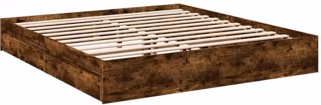 Berkfield Home Modern Bed Frame with Drawers in Smoked Oak Brown, W/D/H: 200 x 203 x 28 cm – 1