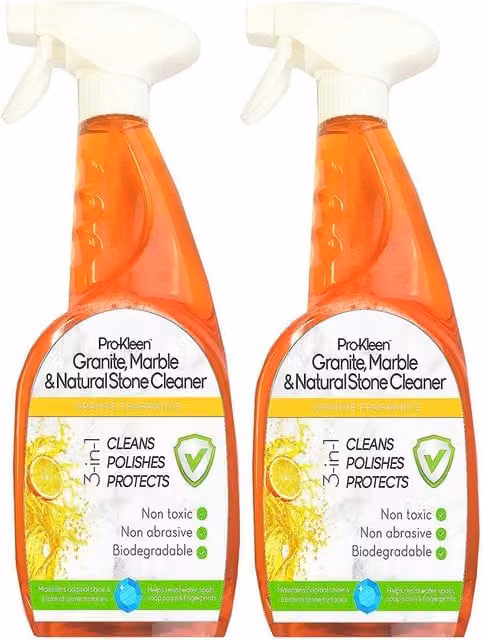 ProKleen Granite, Marble and Natural Stone Worktop Cleaner Spray, 2 x 750ml, Orange