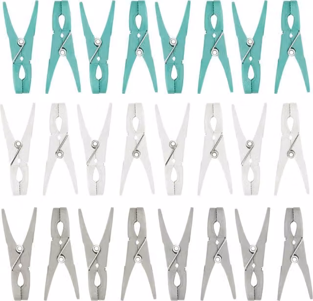 JVL Plastic Clothes Pegs in Blue, Grey, White and Turquoise