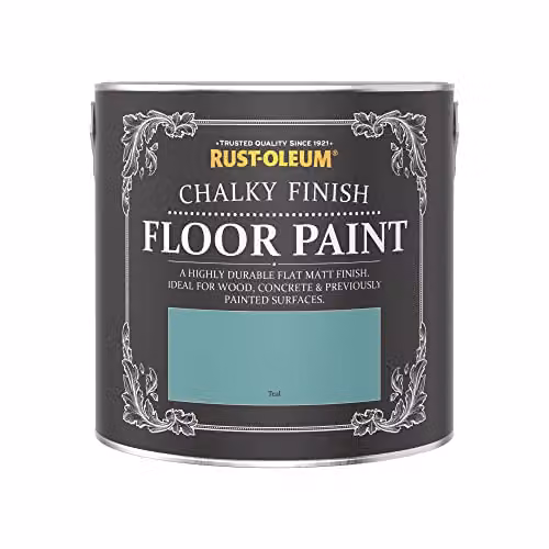 Rust-Oleum Water-Based Scratch-Proof Floor Paint in Matt Finish, Petrol Blue, 2.5L – 3