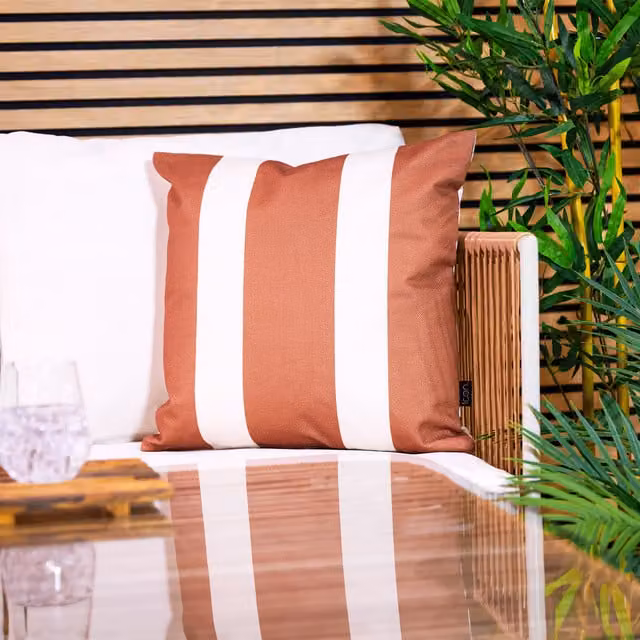 icon Orange Striped Print Square Scatter Cushion, W/D/H: 43 x 43 x 43 cm