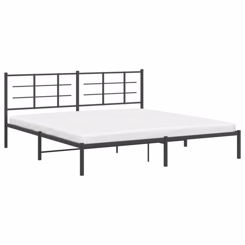 Berkfield Home Metal Bed Frame with Headboard in Black 193 x 203 cm – 3
