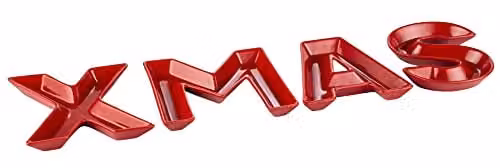 EMS UK LTD Set of 4 Red Christmas Letter Ceramic Snack Dishes
