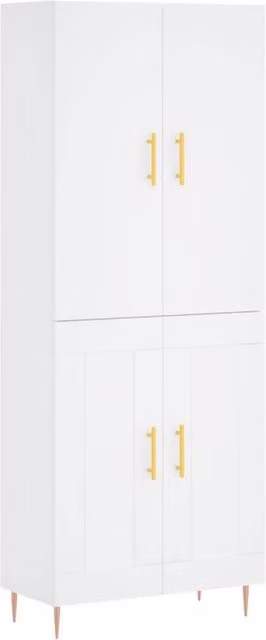 Berkfield Home White Modern Highboard with Hinged Doors and Internal Shelves, W/D/H: 69.5 x 34 x 180 cm