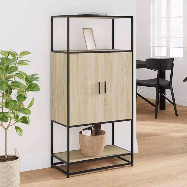 Berkfield Home Sonoma Oak Highboard in Brown, W/D/H: 68 x 35 x 139 cm – 1