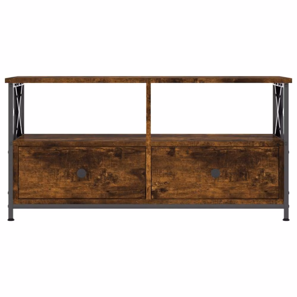 Berkfield Home Industrial TV Cabinet in Smoked Oak and Brown, W/D/H: 90 x 33 x 45 cm – 4