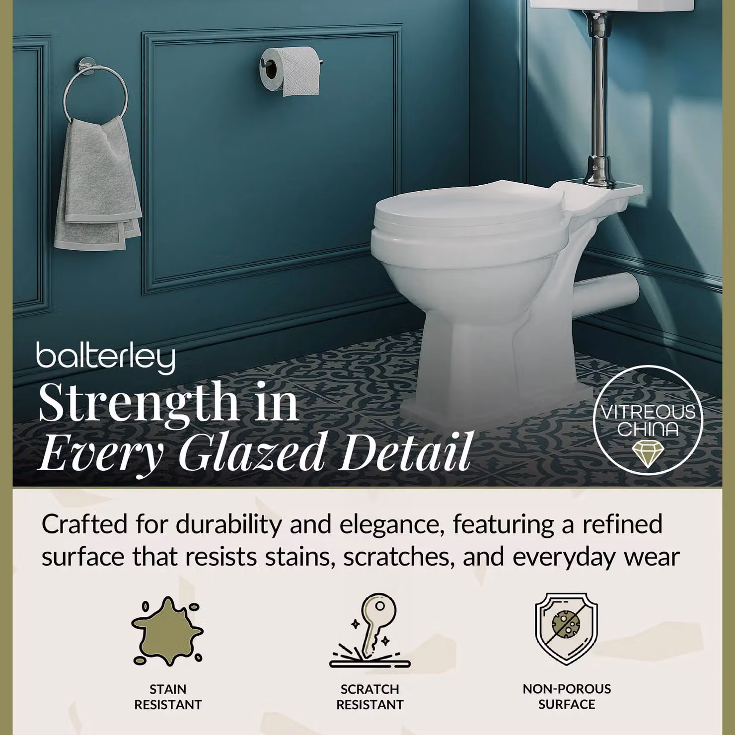 Balterley Traditional Mid Level Toilet Set with Cistern, Handle and Soft Close Seat in White – 2