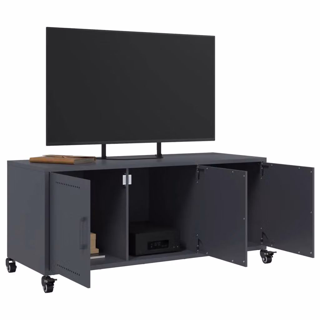 Berkfield Home Industrial TV Cabinet in Anthracite and Black Metal, W/D/H: 100.5 x 39 x 43.5 cm – 4