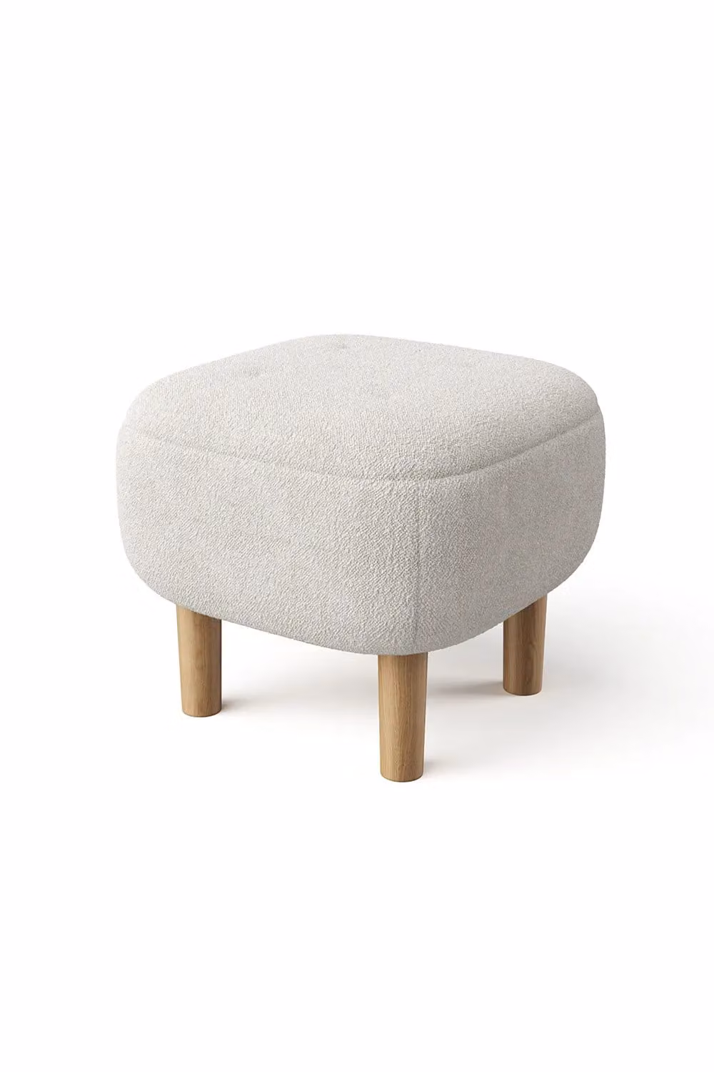 Livingandhome Kamar Wide Square Ottoman Footstool in Beige Bouclé – 2