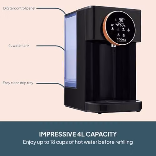 Cooks Professional Digital Hot Water Dispenser 2600W with 4L Tank in Black and Gold – 4