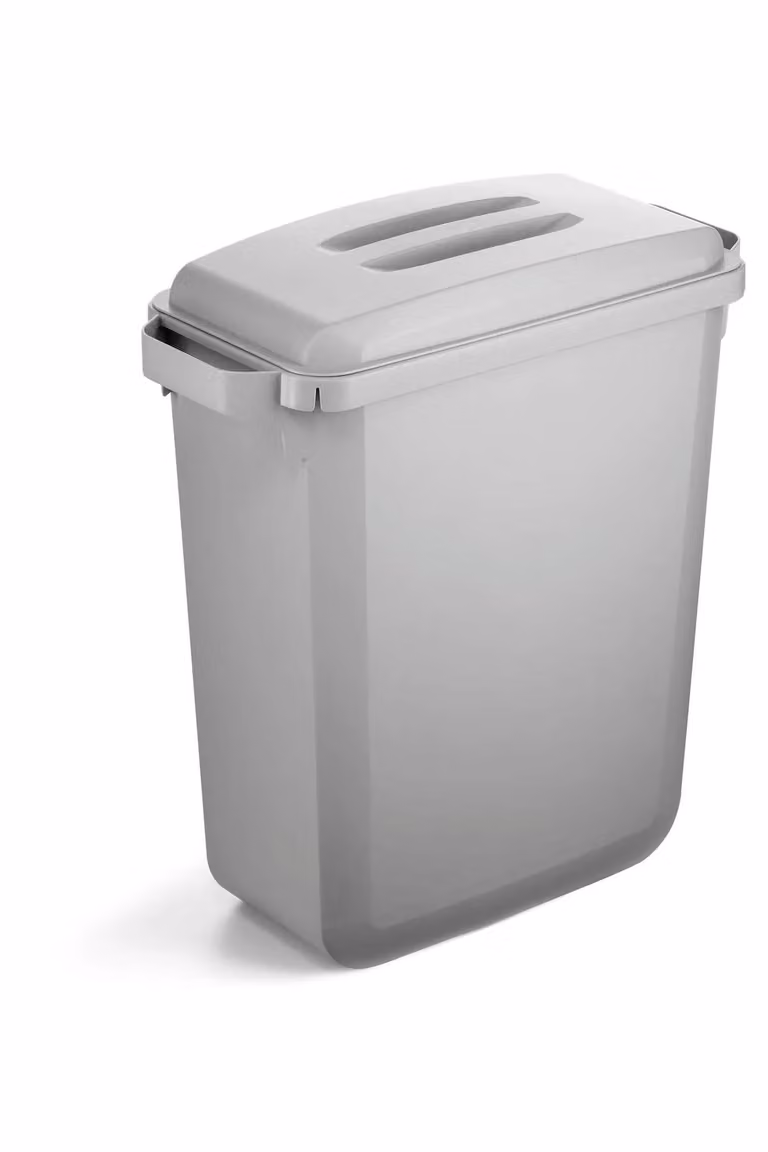 Durabin 60L Grey Rectangular Plastic Waste and Recycling Bin with Flip Lid