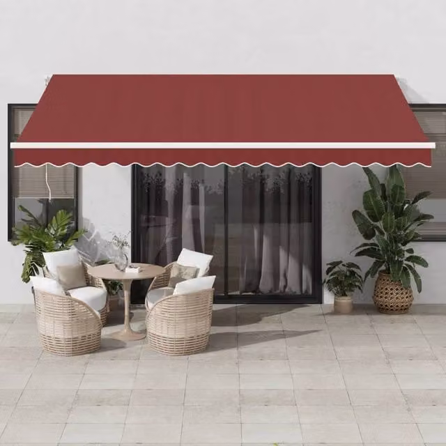 Berkfield Home Manual Retractable Awning in Red, W/D/H: 450 x 350 cm