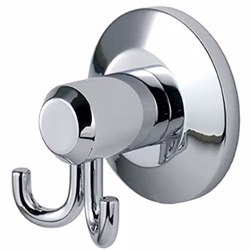 Loops Twin Bathroom Robe Hook on Concealed Fix Rose, Polished Chrome, Projection: 57 mm