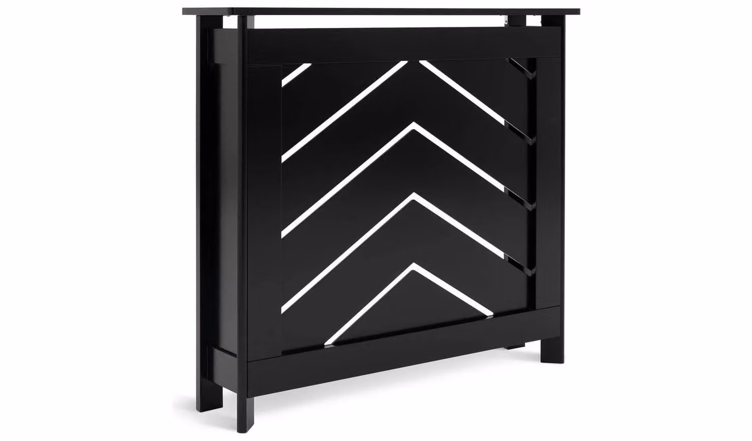 Chevron Mini Radiator Cover Black Modern Geometric Wood Furniture W/D/H: 85.0 x 81.5 x 21.0 cm