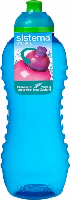 Sistema Twister Sports Bottle, Blue and Multicolour, 460ml, BPA-Free and Leakproof