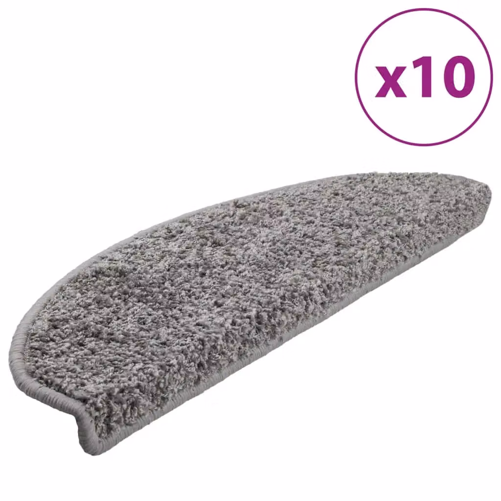 Berkfield Home Non-Slip Self-Adhesive Stair Mats, 10 Pack, Grey, W: 65 cm, D: 21 cm, H: 4 cm – 2