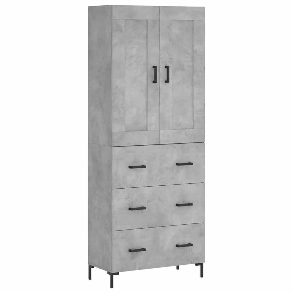 Berkfield Home Highboard in Concrete Grey, W: 69.5 cm, D: 34 cm, H: 180 cm – 2