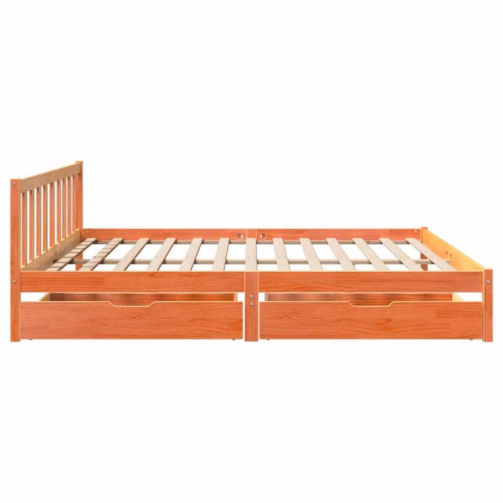Berkfield Home Super King Solid Wood Pine Bed Frame with Drawers, Wax Brown, W: 180 cm, D: 200 cm – 2