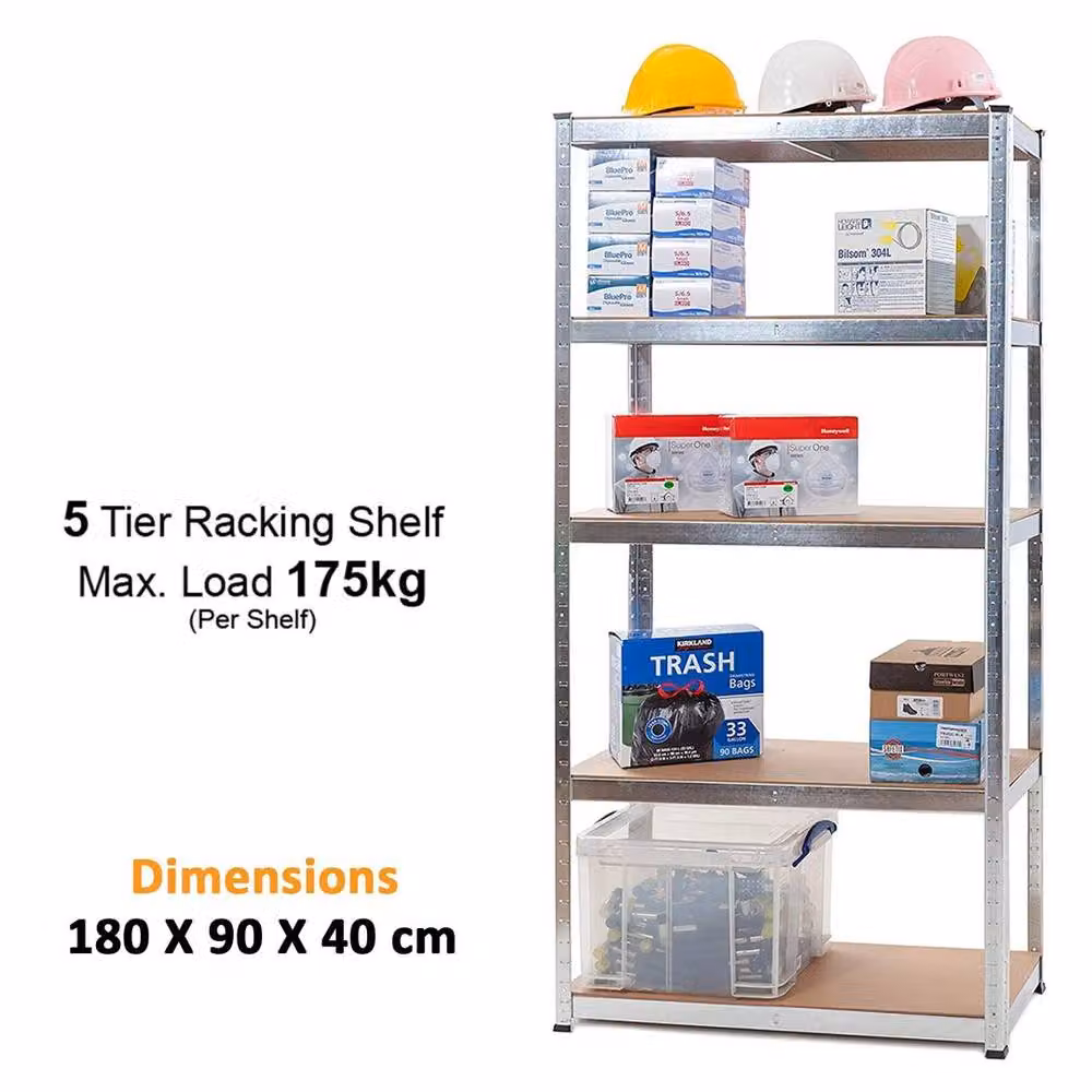 FORGEVIO Heavy Duty 5 Tier Steel Garage Shelving in Silver – 2