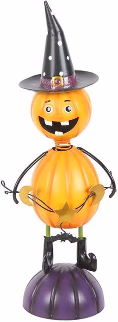 Something Different Metal Pumpkin Man Halloween Tabletop Ornament in Orange