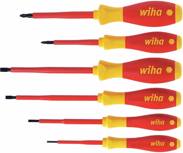 Wiha Softfinish Electric Slpz Screwdriver Set, 6 Piece, Black, Red and Multicolour, Chrome Vanadium Steel