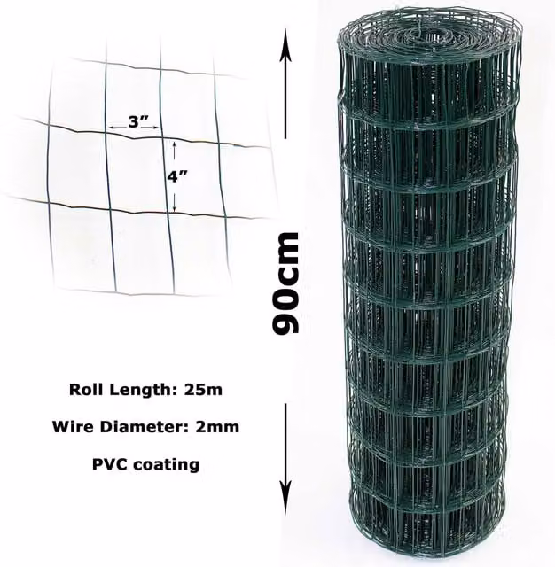 Actiaspet Green PVC Coated Galvanised Steel Wire Mesh Garden Fencing, H: 90 cm – 1