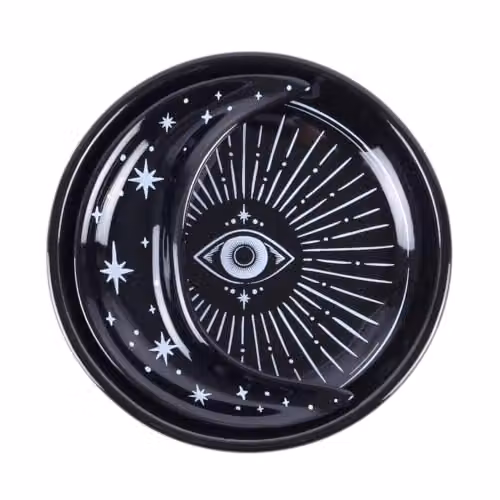 Something Different Wholesale Spellbound Sky Stacking Moon Trinket Dish, Black Ceramic Plate